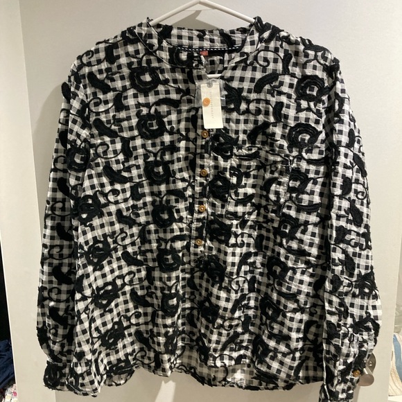 Anthropology Embroidered Peasant Top Small - Picture 2 of 4